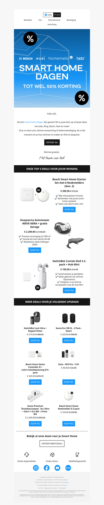 🏠 Bespaar tot 50%: de tink Smart Home Dagen zijn begonnen!