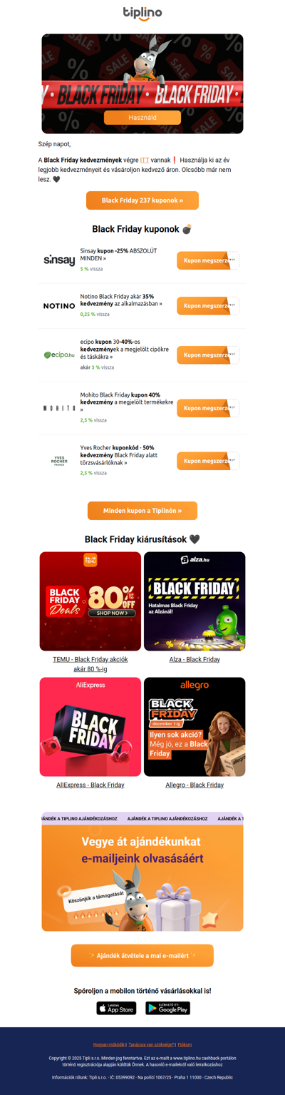 🚨 Csak ma: BLACK FRIDAY kedvezmények + 237 kupon 🖤