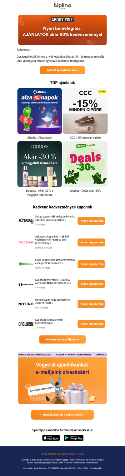 🌞 About You: nyári akciók akár -50% + cashback