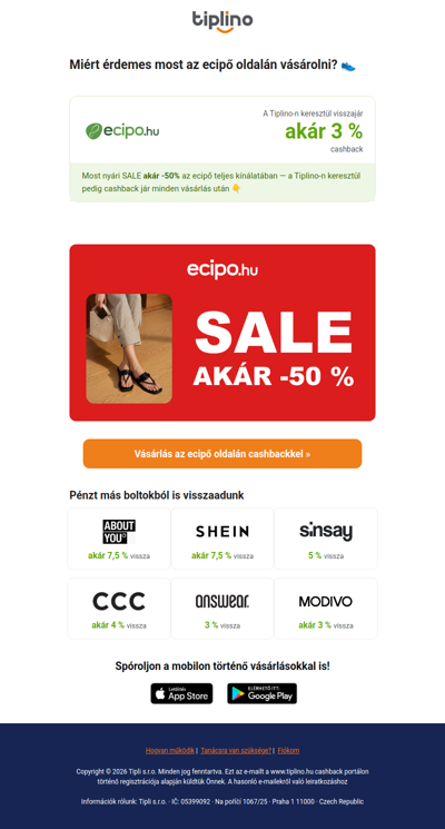 ecipő: nyári SALE akár -50 % 👟