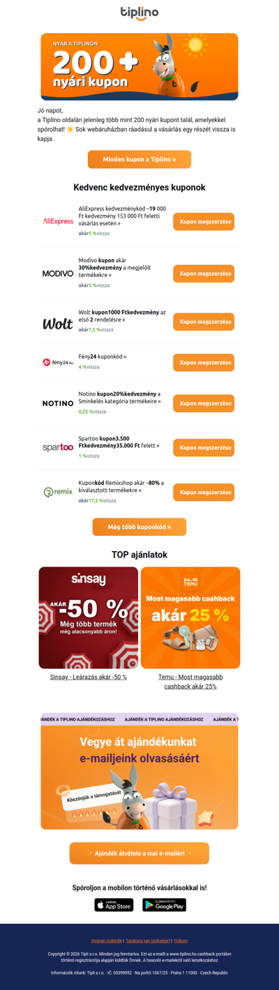 200+ nyári kuponkód 😎💦