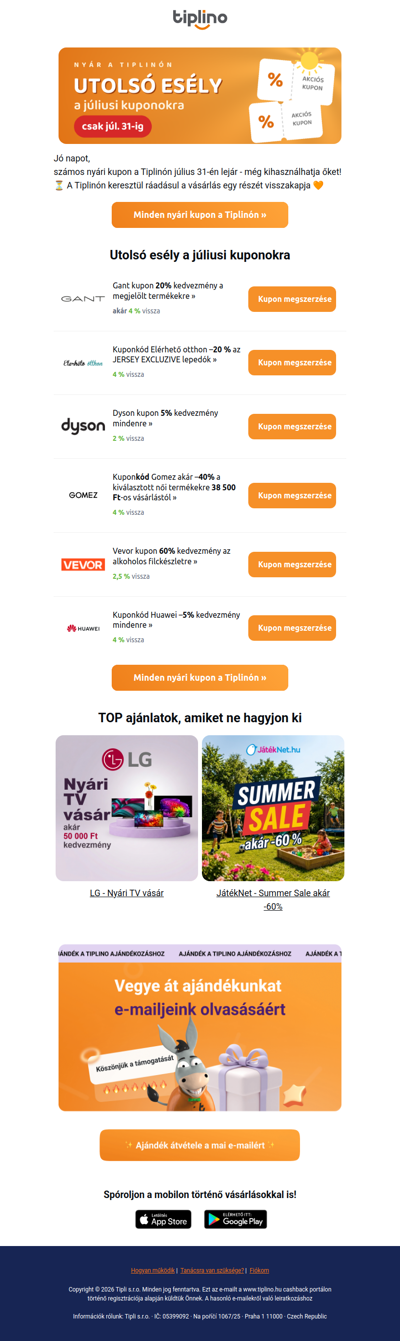 A júliusi kuponok hamarosan lejárnak! ⏰ ☀️