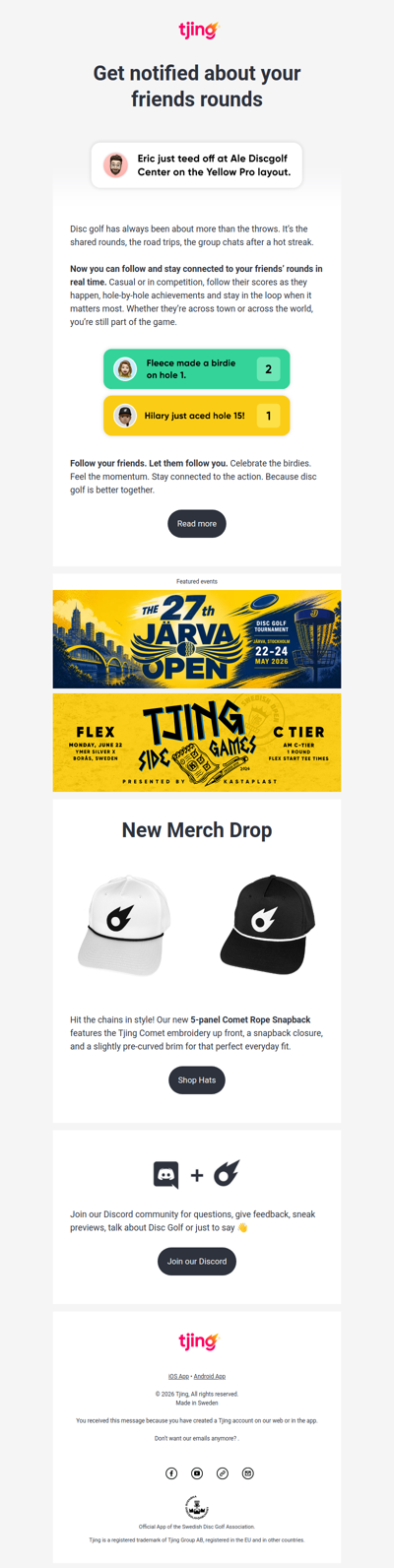 Get notified about your friends rounds