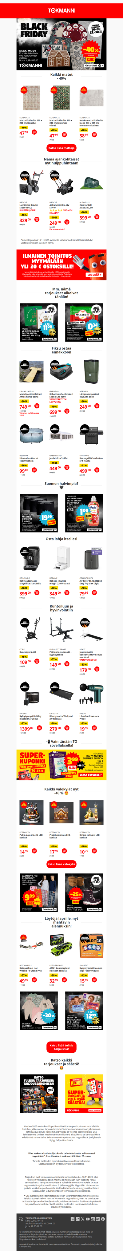 🔥 Uusia BLACK FRIDAY -tarjouksia! 🔥