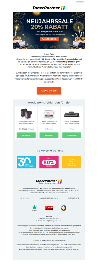 Endspurt: 20 % Neujahrs-Rabatt bis Sonntag sichern 🚨