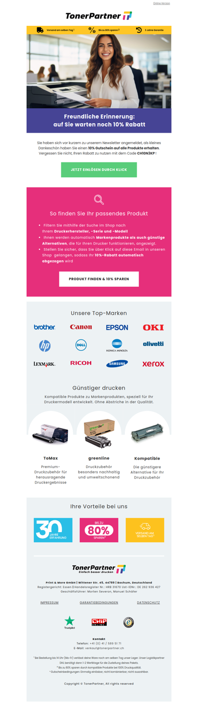Nicht vergessen: Ihre 10% Rabatt warten auf Sie!