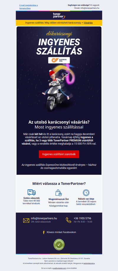 Megérkezik még karácsonyig? ⭐️ Ingyenes szállítással biztosan!