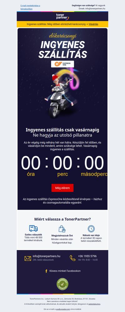 INGYENES szállítás már csak holnapig →