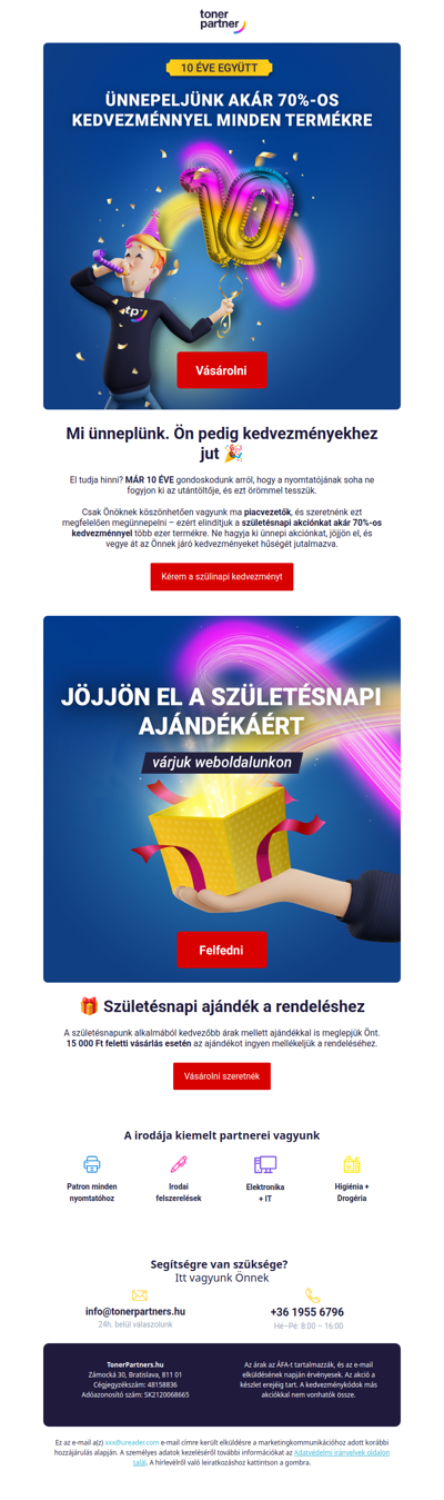 10 évesek vagyunk! 🎉 Akciós árak akár 70%-os kedvezménnyel