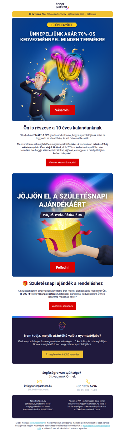 🎉 10 éves a TonerPartners – az ünneplés folytatódik