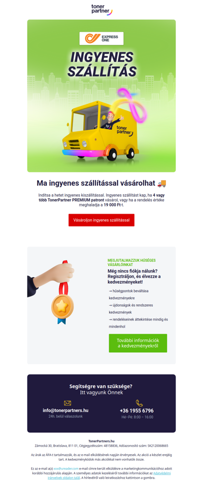 INGYENES SZÁLLÍTÁS 🚚 Kezdje előnyösebben a hetet