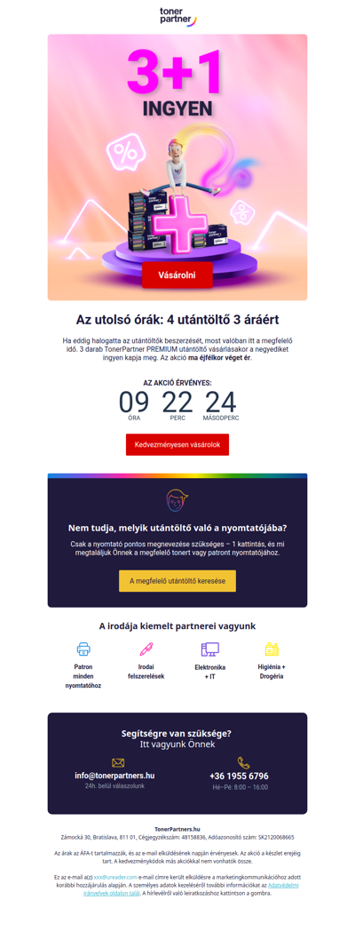 Utolsó esély: a negyedik utántöltő ingyen