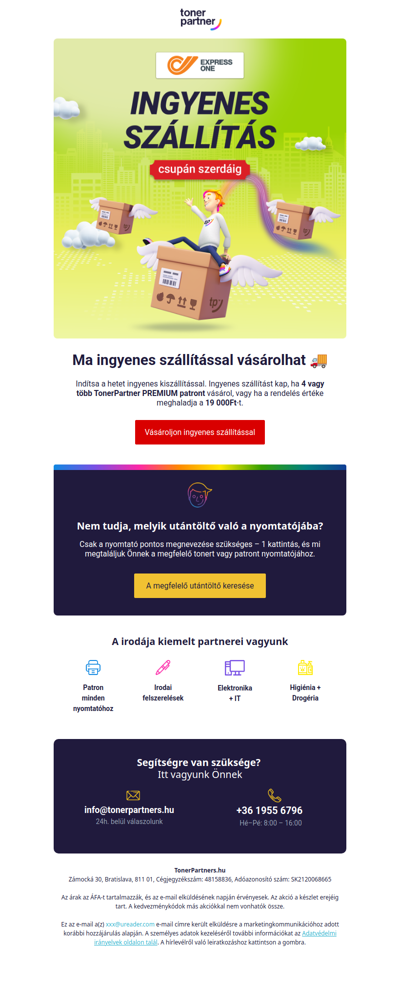 Ma ingyenes szállítással vásárol 📢