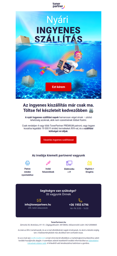 Az ingyenes kiszállítás csak Önre vár 🖨️
