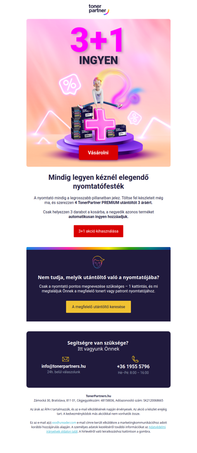 Vásároljon kedvezőbben: 3 toner + 1 ajándékba