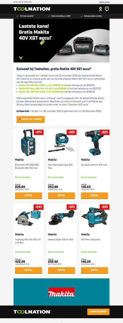 🔋 Laatste kans! Gratis Makita 40V XGT Accu!*