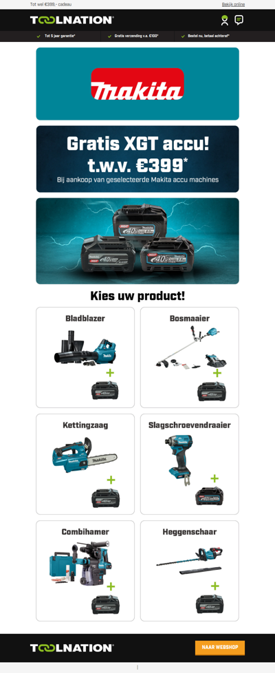 🔋 Gratis Makita XGT-accu bij uw nieuwe machine!