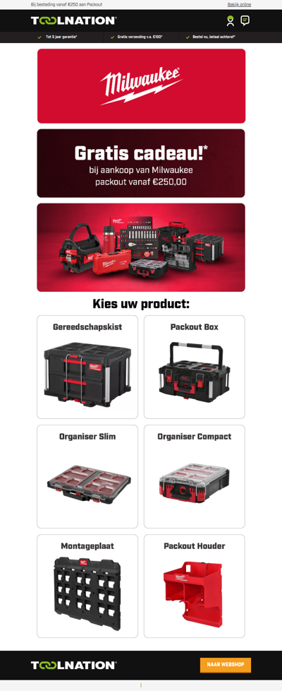 🎁 Packout kopen? Pak uw gratis Milwaukee cadeau!