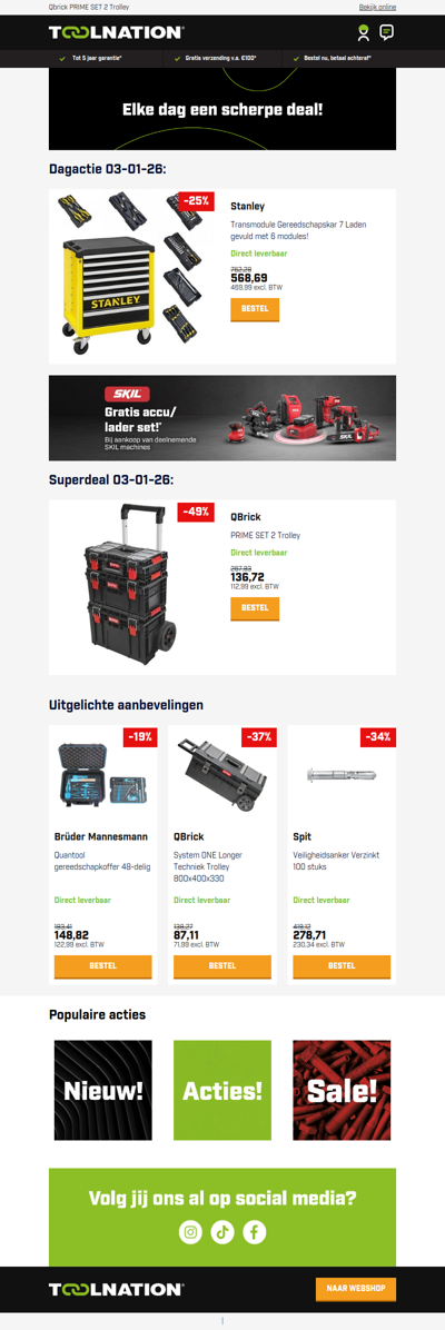 🧰 Stanley Transmodule gereedschapskar: 7 laden, gevuld
