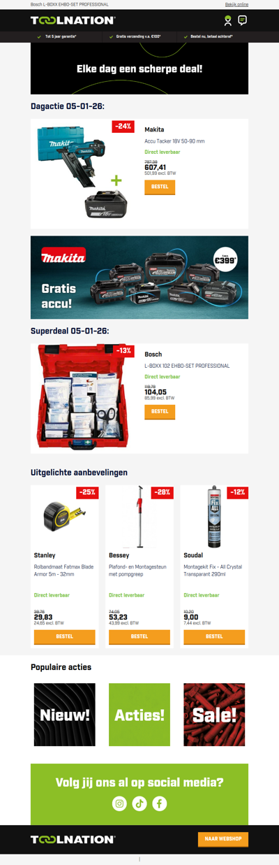 🔩 Snel en snoerloos: Makita 18V accu tacker