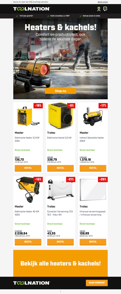 🔥 Dé heaters en kachels tegen de kou bij Toolnation!
