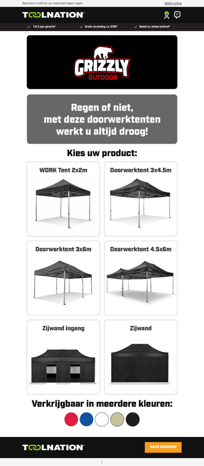 ☔ Grizzly werktenten: laat regen uw werk niet stoppen!