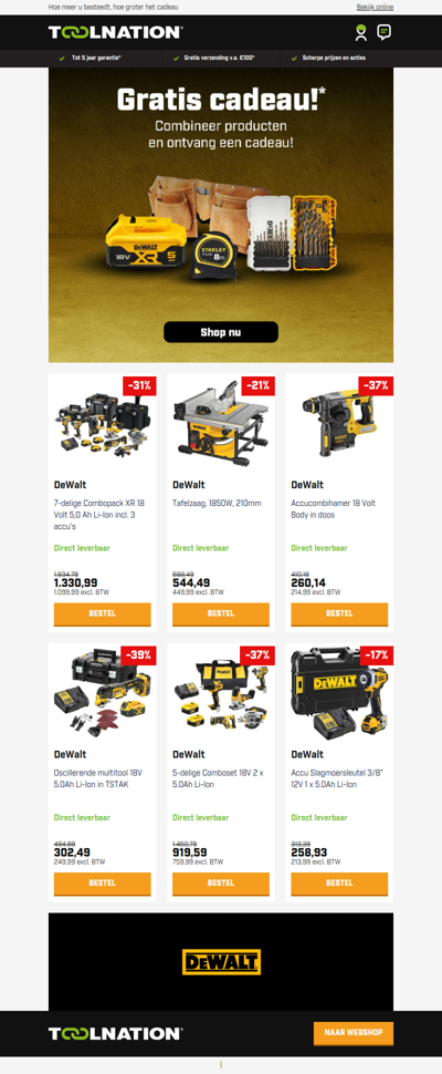 🔥 Koop DeWALT & ontvang een GRATIS cadeau!*
