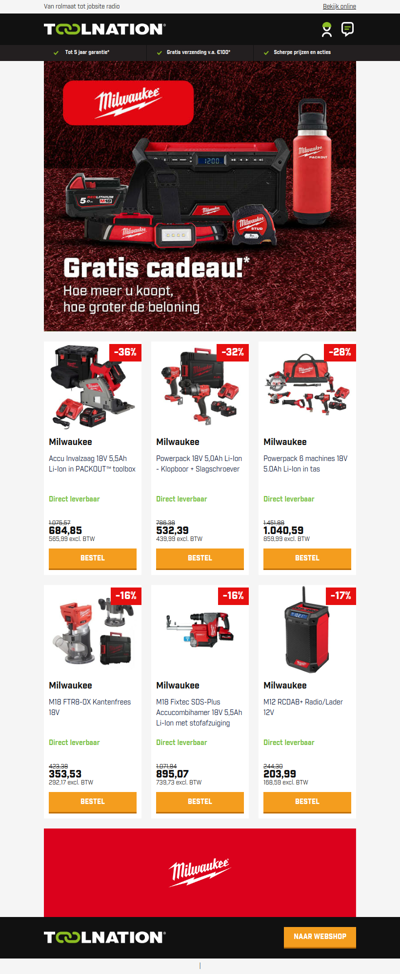 🎁 Gratis Milwaukee cadeau bij uw aankoop!*