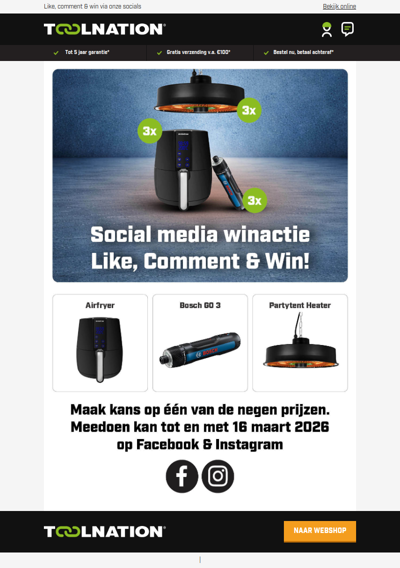 ⚡ Win een Bosch Go, Airfryer of Partytent Heater!