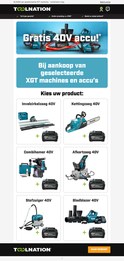 🔋 Nieuw: Gratis Makita XGT 40V Accu Actie!*