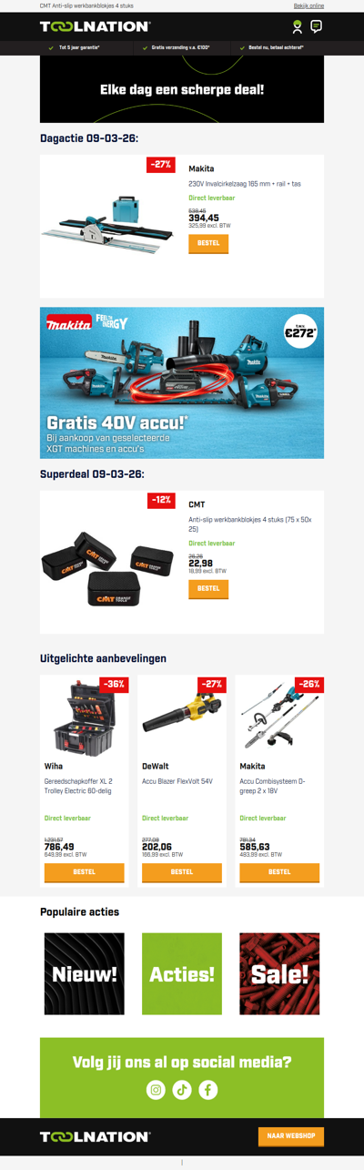 Makita Invalcirkelzaag + rail + extra zaagblad!