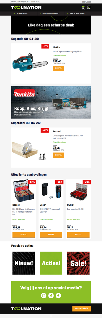 Makita 18 volt Tophandle Kettingzaag 25 cm