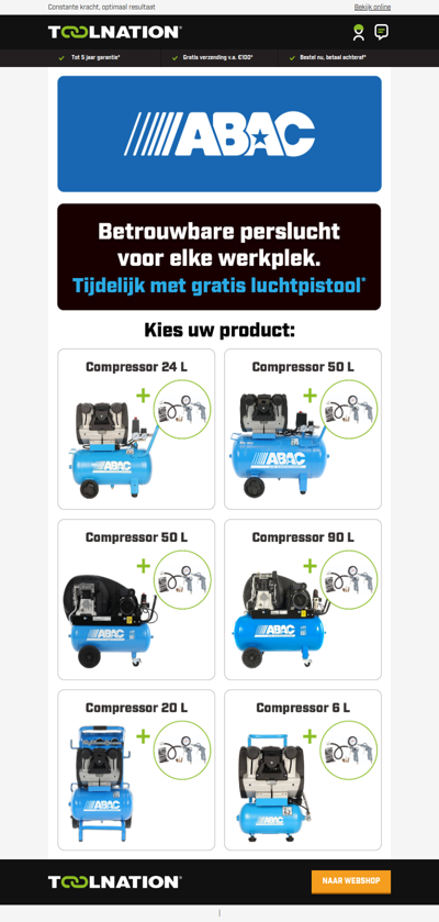 💨 Gratis luchtpistool bij ABAC compressors!