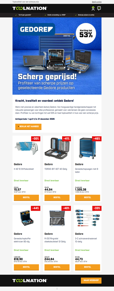 🔧 Tot 53% korting op Gedore!