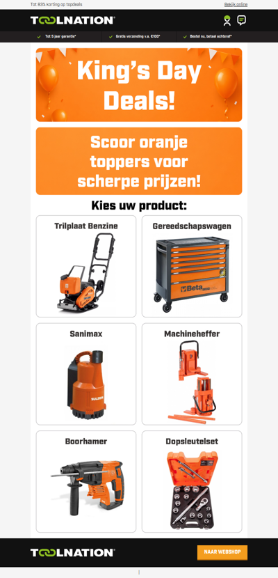 🧡 King’s Day Deals op gereedschap!