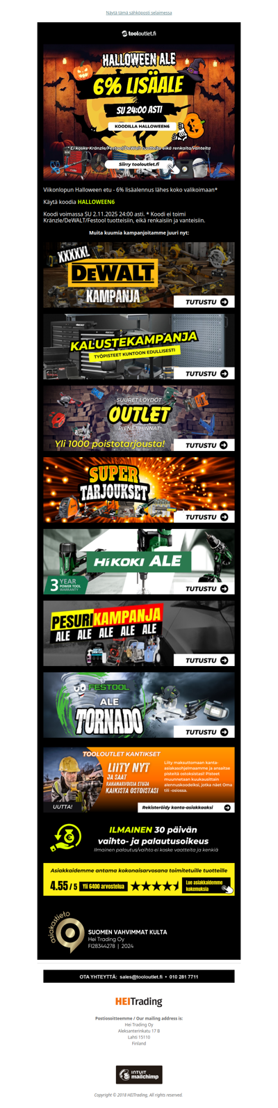 Halloween etu - 6% lisäalennus lähes koko valikoimaan SU 24:00 asti! 🎃