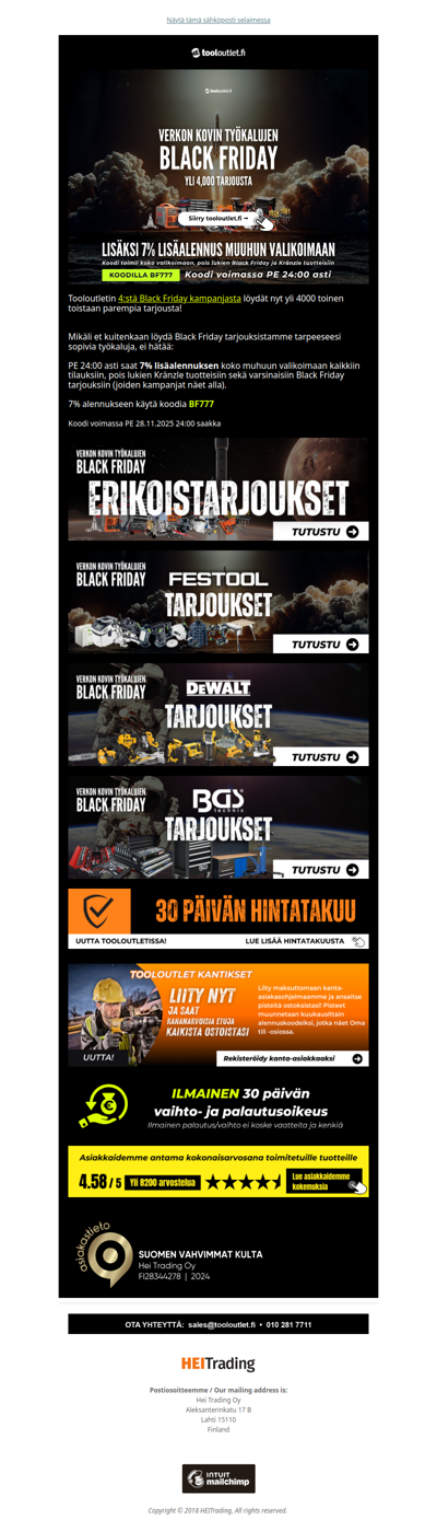 Verkon Kovin työkalujen Black Friday ja 7% lisäale lähes koko valikoimaan! ⚫