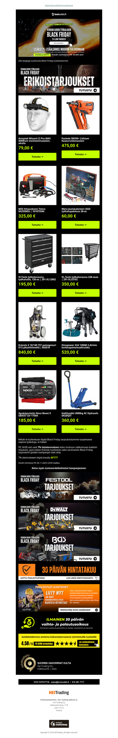 Perjantain Black Friday löydöt ja 7% lisäale muuhun valikoimaan!🔥