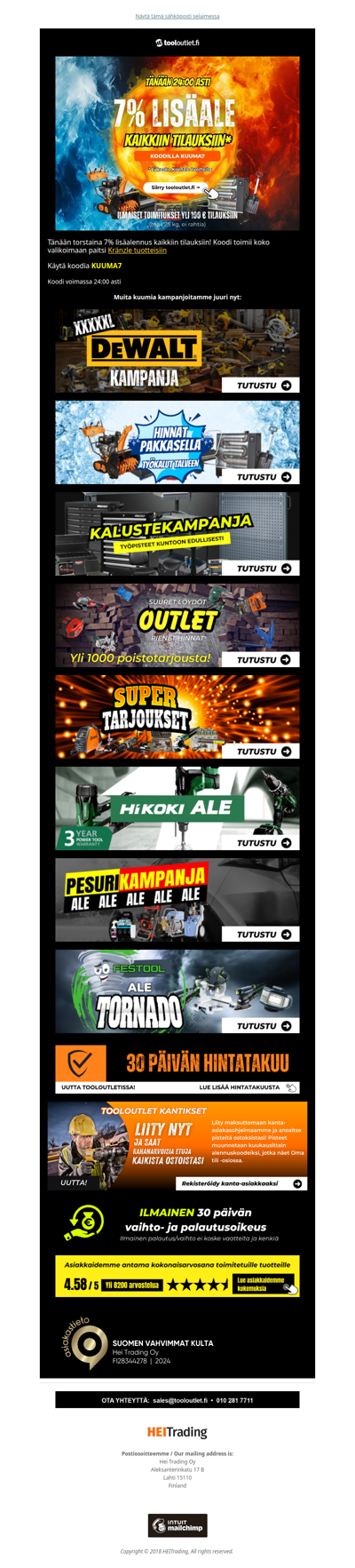 7% lisäale tänään kaikkiin tilauksiin* 🔥