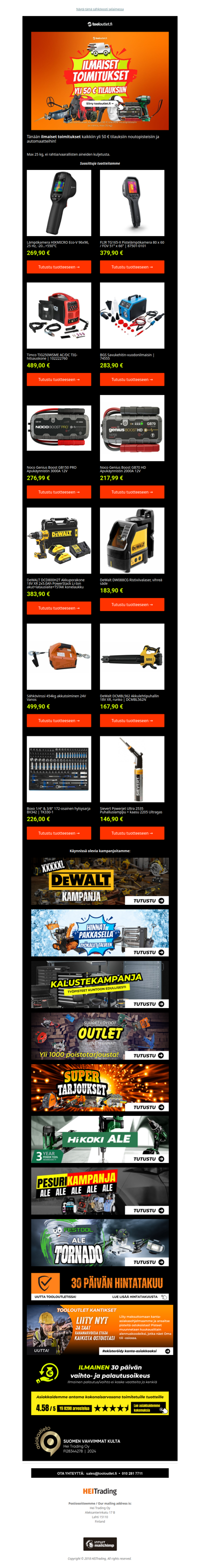 Tänään työkalut ilmaisella toimituksella! 🔨