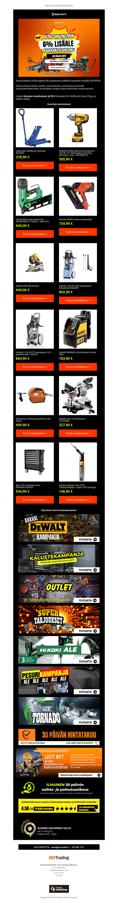 Työkalut 6% lisäalennuksella SU 24:00 asti 🤩