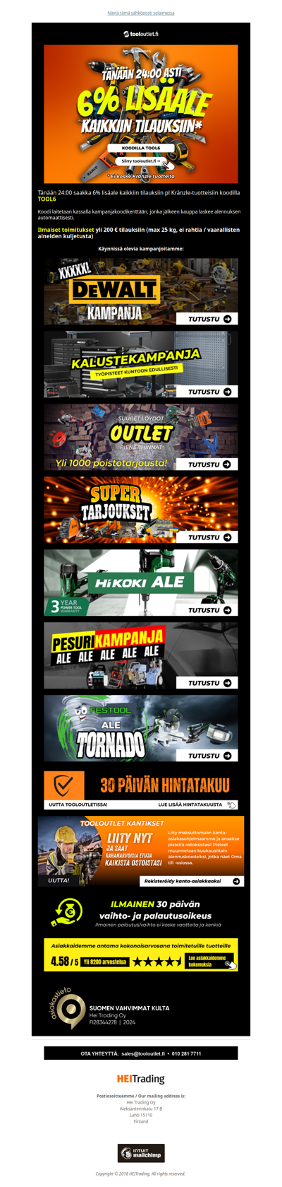 Tänään kaikki työkalut 6% lisäalella*! 🔨