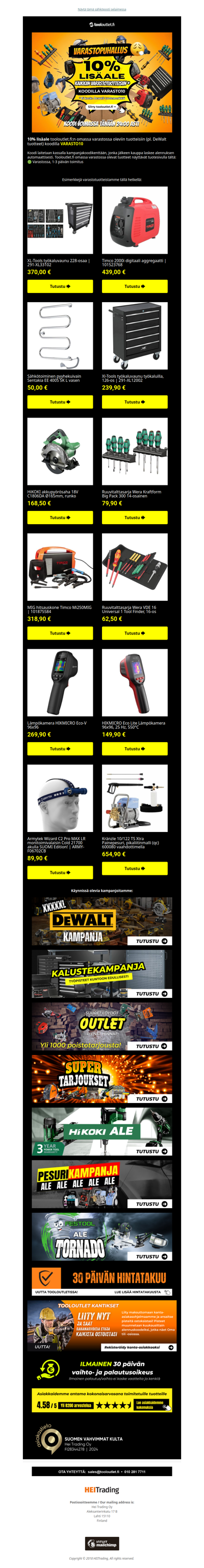 Kaikki varastotuotteet* 10% lisäalella tänään! 🔥