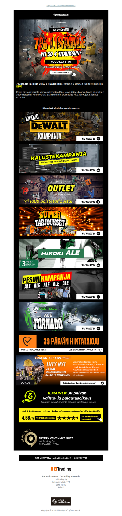 Työkalut 7% lisäalella vielä tänään! 💥