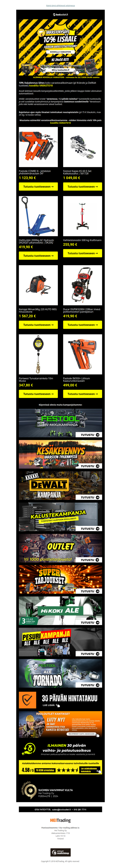 10% lisäale varastotuotteisiin* tänään 24:00 saakka!