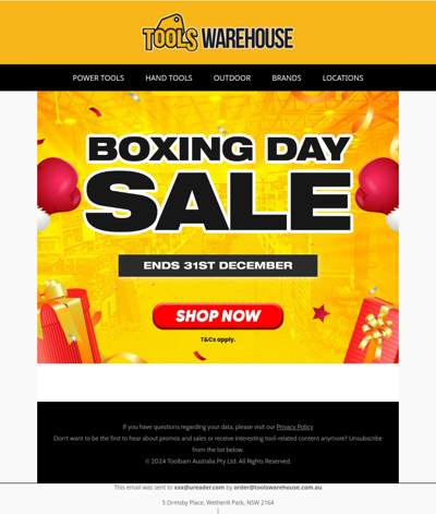 Tools Warehouse Boxing Day Sale!