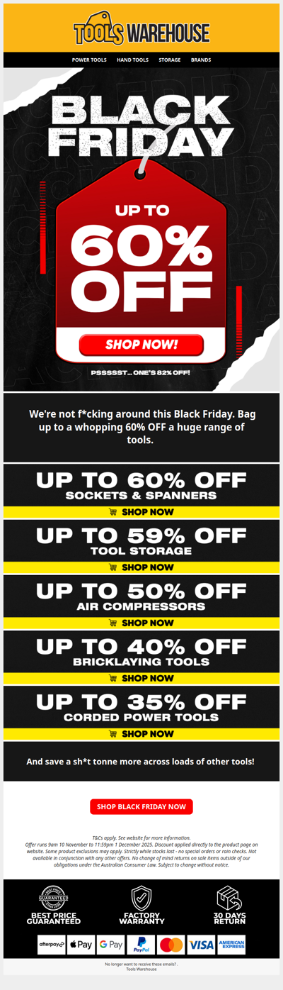 Up To 60% OFF! We're Not F*cking Around This Black Friday