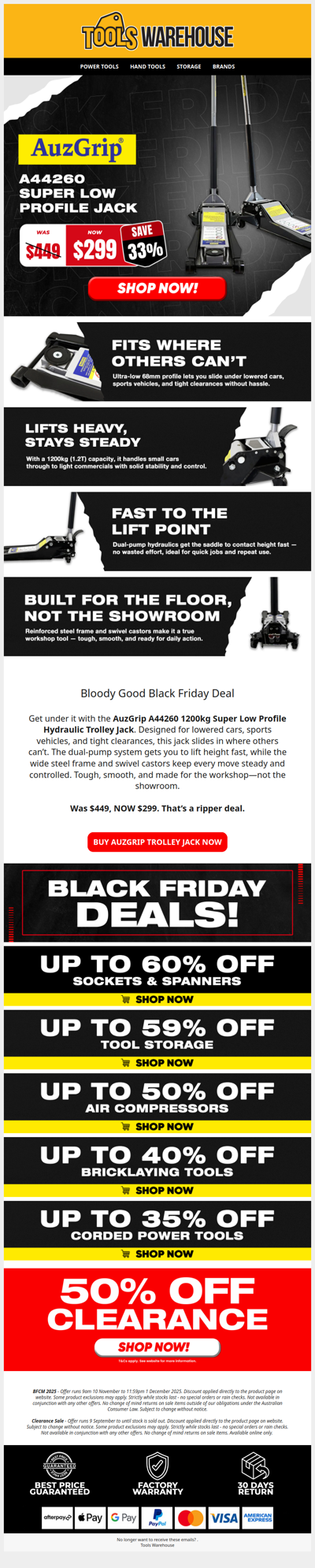 Black Friday Deals - AuzGrip A44260 Super Low Profile Trolley Jack - Was $449, NOW $299