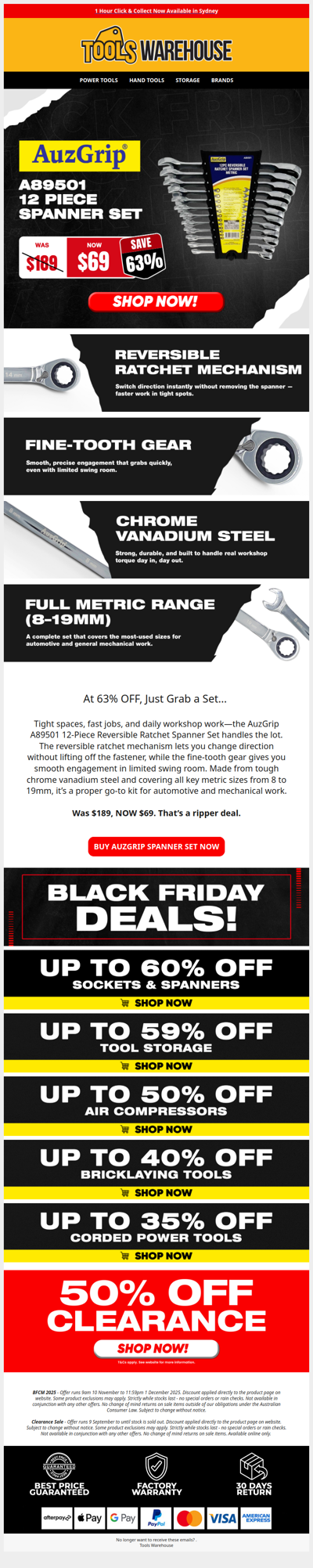 😱 A WHOPPING 63% OFF! AuzGrip A89501 12 Piece Spanner Set - Was $189, NOW $69