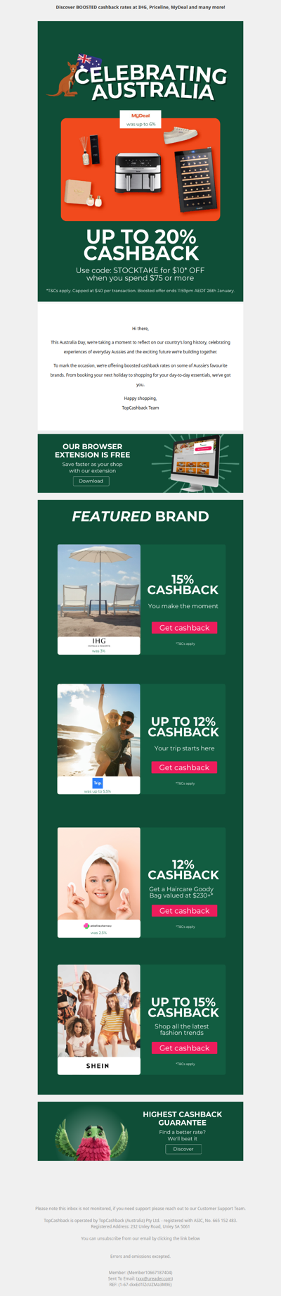 Up to 20% cashback at MyDeal 🎆